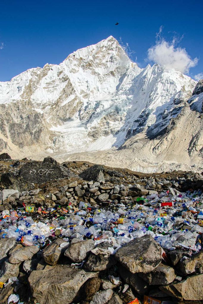plastic rubbish dump at Everest