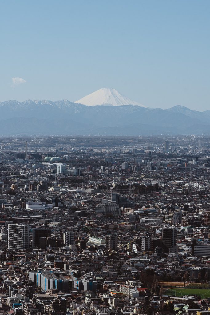 Mount Fuji as seen from the Shibuya Sky in Tokyo Japan